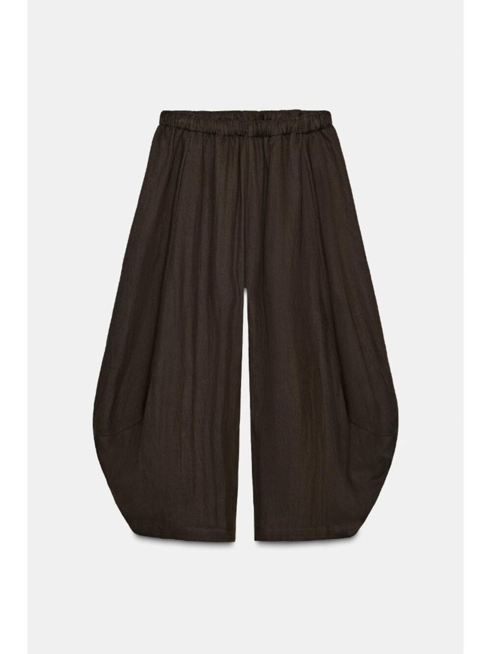 Zara ZW Womens Volume Pants Trousers M Brown Elastic waist Textured 8361/447 NWT - Picture 3 of 13